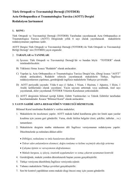 Acta Orthopaedica Et Traumatologica Turcica Aott Dergisi