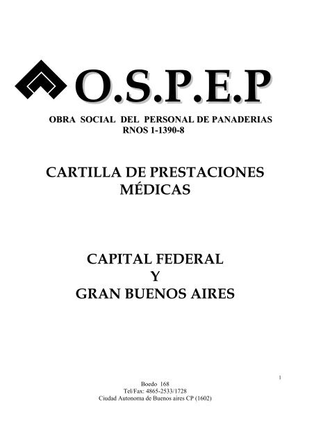 CARTILLA DE PRESTACIONES MÉDICAS CAPITAL ... - ospep