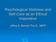 Psychological Wellness and Self-Care as an Ethical Imperative