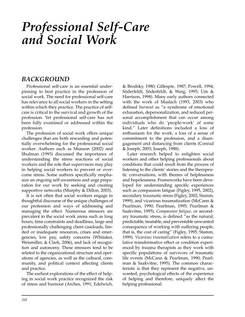Professional Self-Care And Social Work - National Association of ...