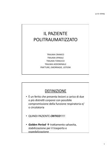 IL PAZIENTE POLITRAUMATIZZATO