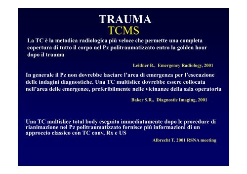 La diagnostica per immagini del trauma maggiore