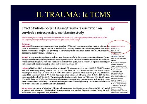 La diagnostica per immagini del trauma maggiore