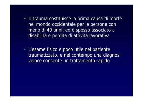 La diagnostica per immagini del trauma maggiore