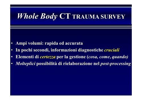 La diagnostica per immagini del trauma maggiore