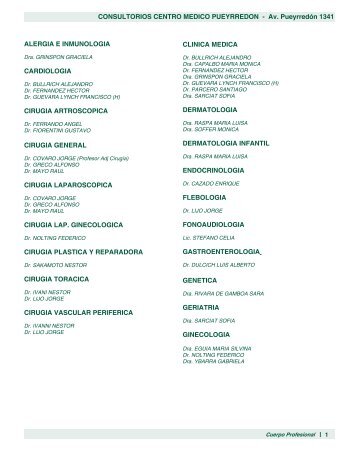 CONSULTORIOS CENTRO MEDICO PUEYRREDON - Av ... - osdic