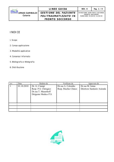 INDICE - Intranet - Azienda Ospedaliera Garibaldi