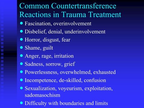 Transference, Countertransference, and Vicarious Traumatization in ...