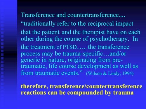 Transference, Countertransference, and Vicarious Traumatization in ...