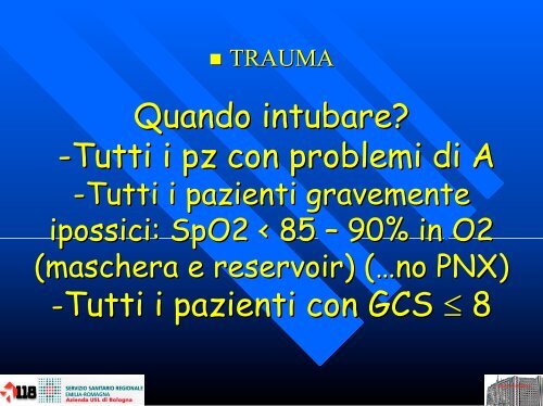 Gestione delle vie aeree negli eventi traumatici e non