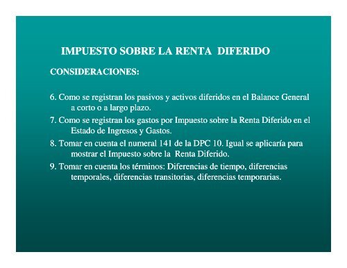 IMPUESTO SOBRE LA RENTA DIFERIDO