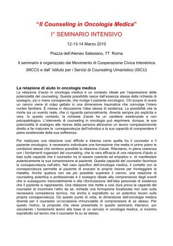 “Il Counseling in Oncologia Medica” I° SEMINARIO ... - danilo semprini