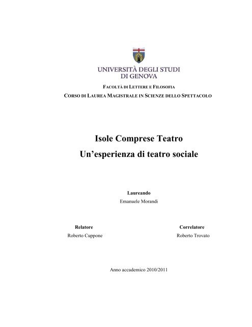 tesi di laurea sul teatro sociale e isole comprese