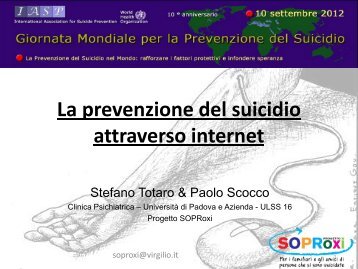 La prevenzione del suicidio attraverso internet - SOPRoxi