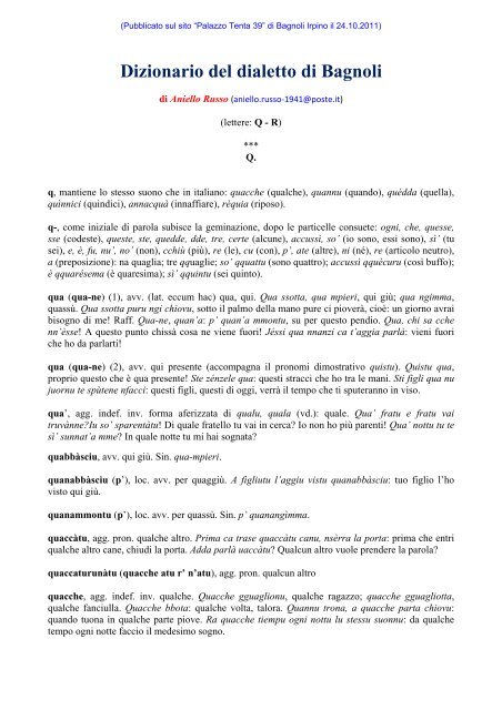 Dizionario del dialetto di Bagnoli Irpino - Palazzo Tenta 39