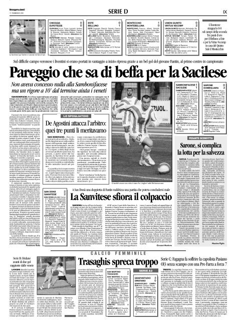 11/02/2008 Campionato 23a Giornata: Girone C - serie d news