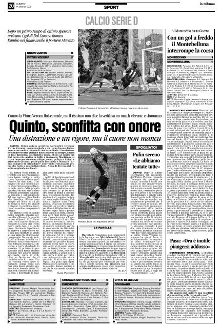 11/02/2008 Campionato 23a Giornata: Girone C - serie d news