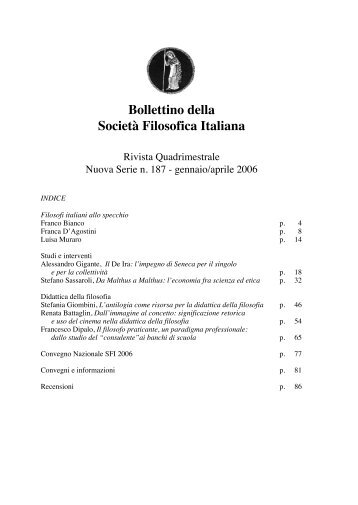 Bollettino n. 187 - Società Filosofica Italiana