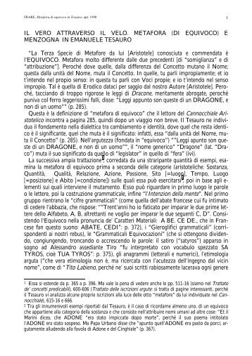 IL VERO ATTRAVERSO IL VELO. METAFORA (DI EQUIVOCO) E ...