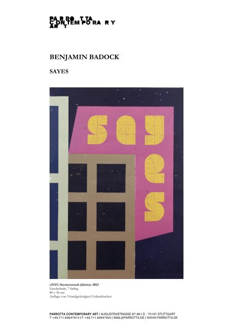 Benjamin Badock - Parrotta Contemporary Art