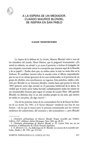 a la espera de un mediador. cuando maurice blondel se inspira en ...