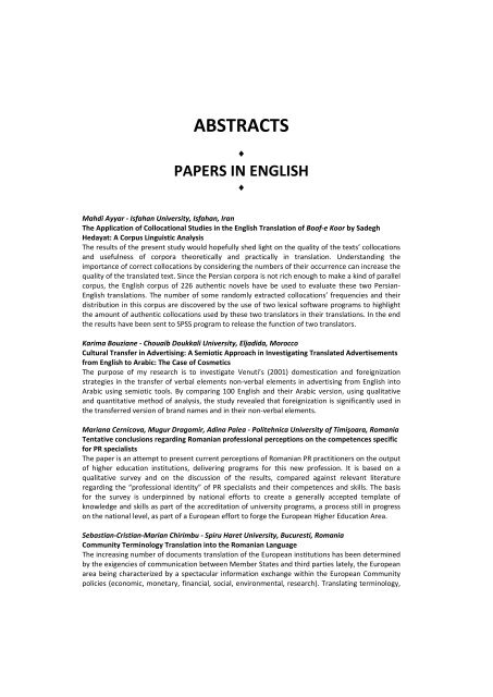 Abstracts (complete list) - Wissenschaft Online