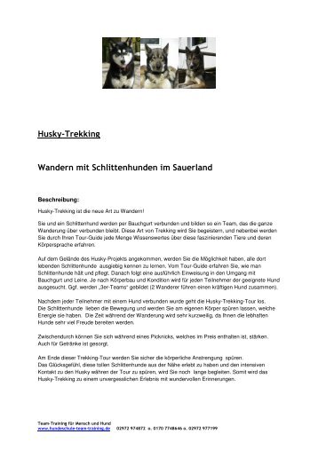 Husky-Trekking Wandern mit Schlittenhunden im Sauerland