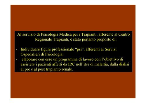 Lo Psicologo in Nefrologia con l'ambulatorio MAREA - Centro di ...