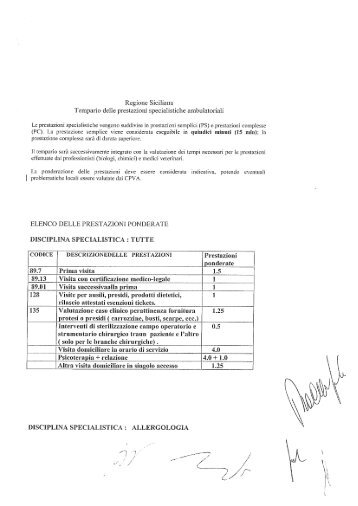 Regione Siciliana Tempario delle prestazioni specialistiche ...