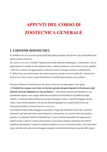 appunti del corso di zootecnica generale 1. i sistemi ... - AgrariaFree