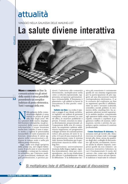 Bollettino Novembre - Dicembre 2007 - Ordine dei Medici Chirurghi ...