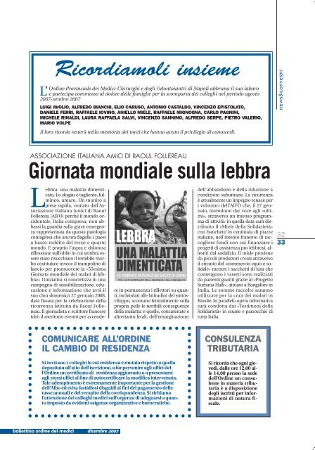 Bollettino Novembre - Dicembre 2007 - Ordine dei Medici Chirurghi ...