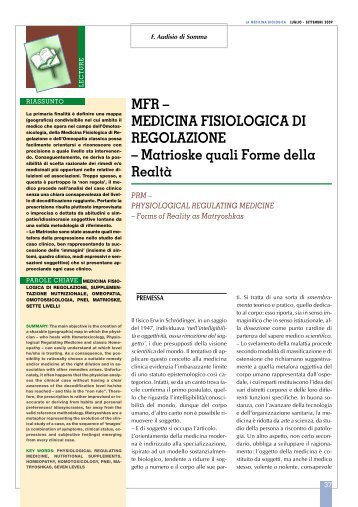 MEDICINA FISIOLOGICA DI REGOLAZIONE - Accademia di ...