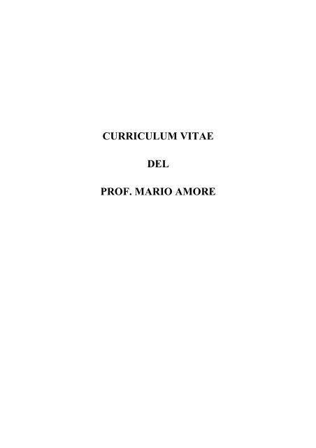 curriculum vitae del prof. mario amore - Campusnet.unipr.it