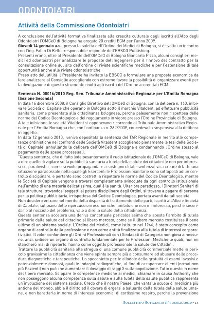 Marzo 2010 - Ordine dei Medici di Bologna