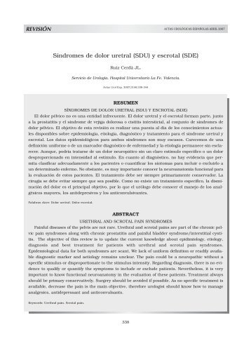 Síndromes de dolor uretral (SDU) y escrotal (SDE)