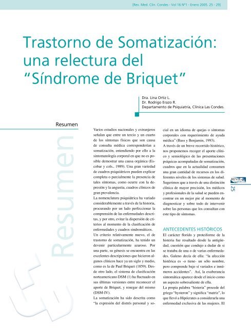 Trastorno de Somatización: una relectura del “Síndrome de Briquet”