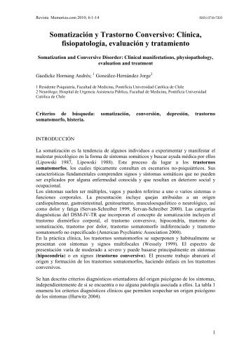 Somatización y Trastorno Conversivo: Clínica ... - Memoriza