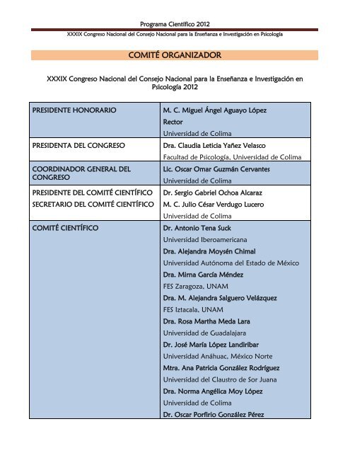 Programa Científico 2012 - cneip