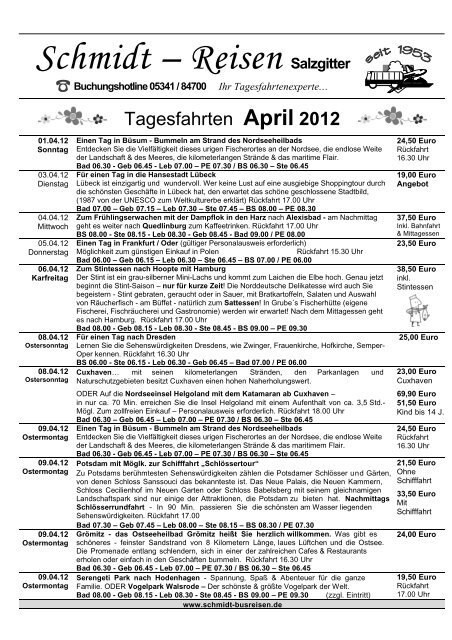 April 2012neu - Schmidt-Reisen Salzgitter