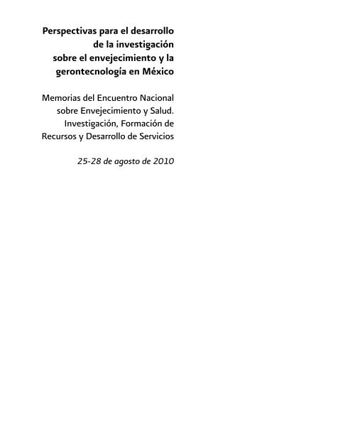 Memorias del Encuentro Nacional sobre Envejecimiento y Salud