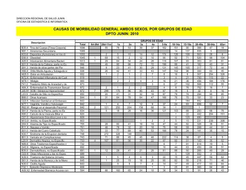 causas de morbilidad general ambos sexos, por grupos de edad ...