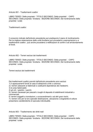 Articolo 851 - Trasferimenti coattivi LIBRO TERZO. Della proprieta ...