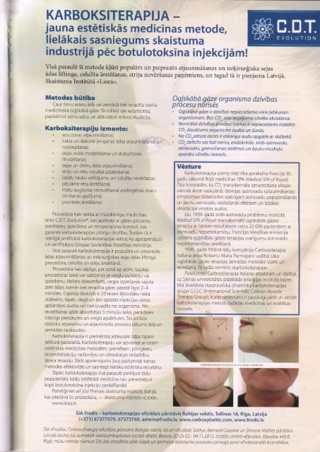 Karboksiterapija - jaunā estētiskās medicīnas metode