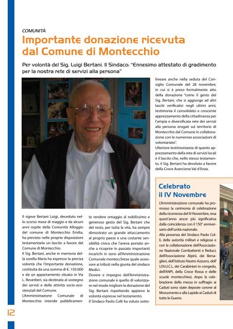Notiziario Dicembre 2011 - Comune di Montecchio Emilia