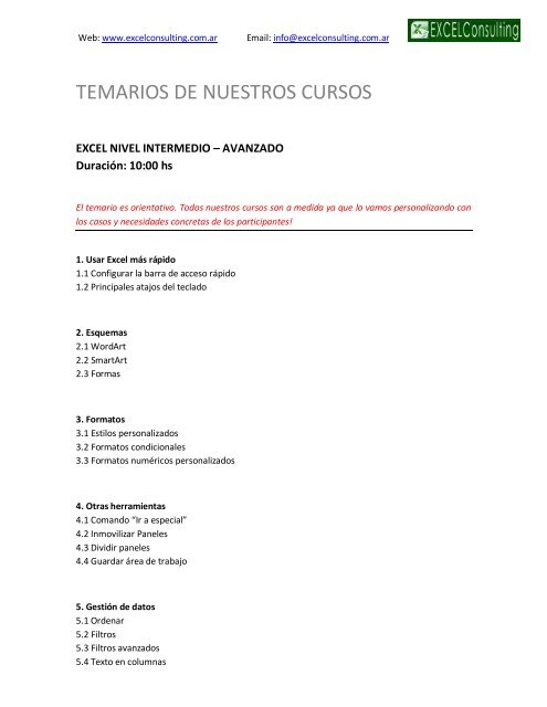 Temarios De Nuestros Cursos 9326