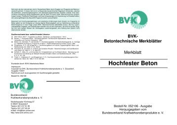 Hochfester Beton - Bundesverband Kraftwerksnebenprodukte ev