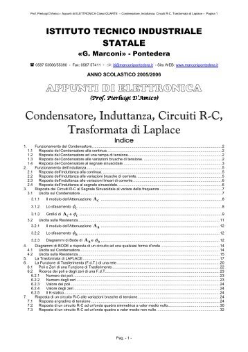 Condensatore, Induttanza, Circuiti R-C, Trasformata di Laplace