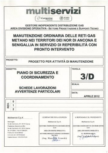 PSC - Schede lavorazioni avvertenze particolari - Multiservizi Spa