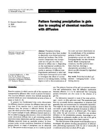 Pattern forming precipitation in gels due to coupling of chemical ...